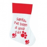 Good Cat White Christmas Stocking for Cats